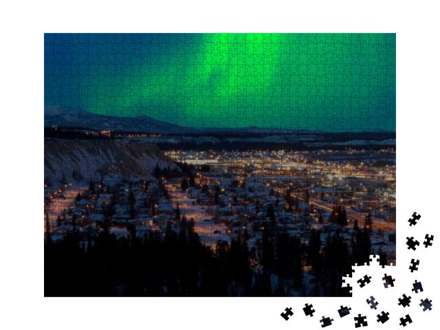 Strong Northern Lights Aurora Borealis Substorm on Night... Jigsaw Puzzle with 1000 pieces