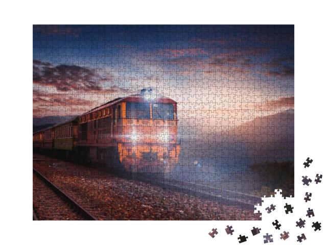 The Train Turned on the Lights & the Morning Beautifully... Jigsaw Puzzle with 1000 pieces