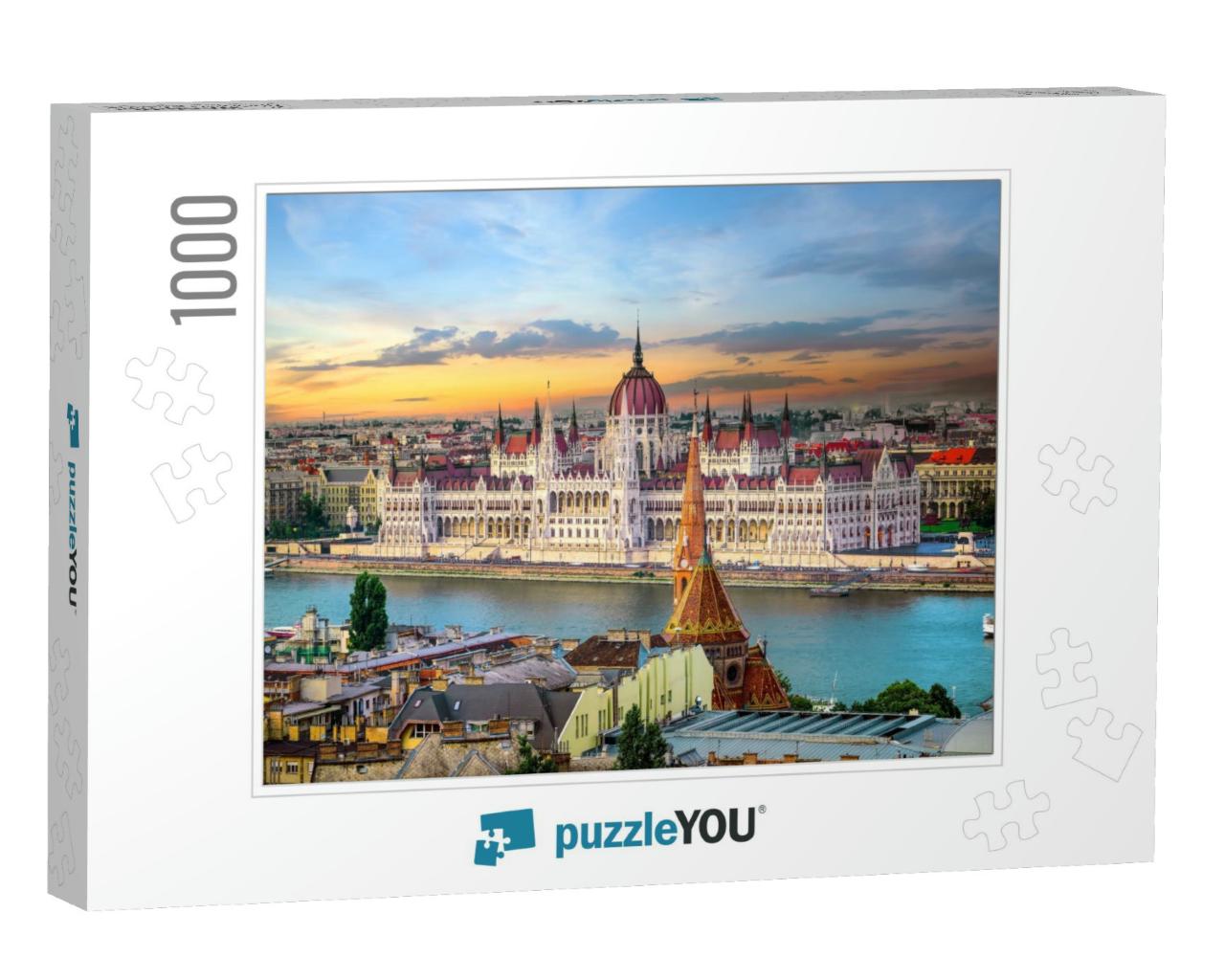 Bright Sunset Over Famous Landmarks in Budapest... Jigsaw Puzzle with 1000 pieces