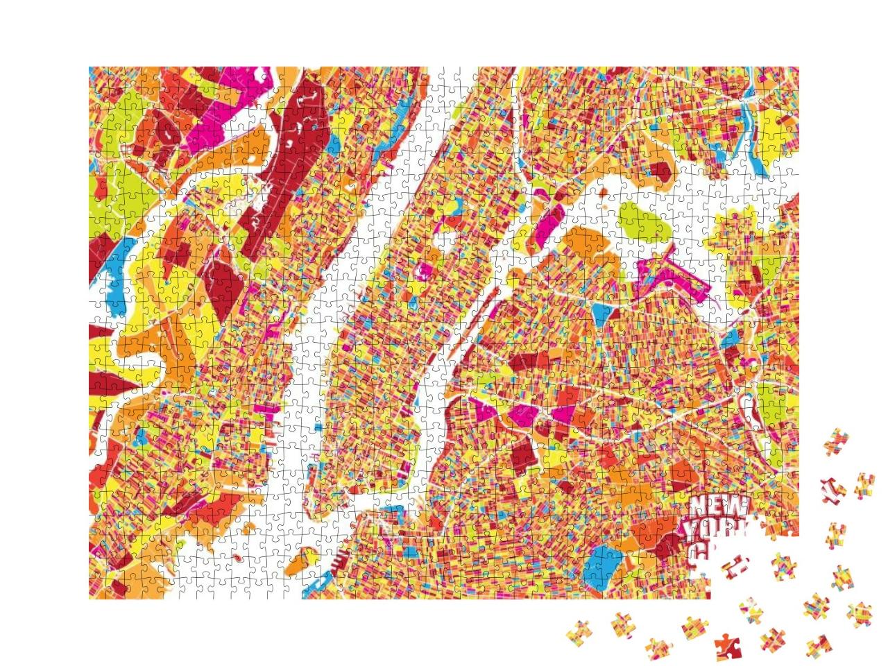 Colorful Vector Map of New York City. Very Detailed Versi... Jigsaw Puzzle with 1000 pieces