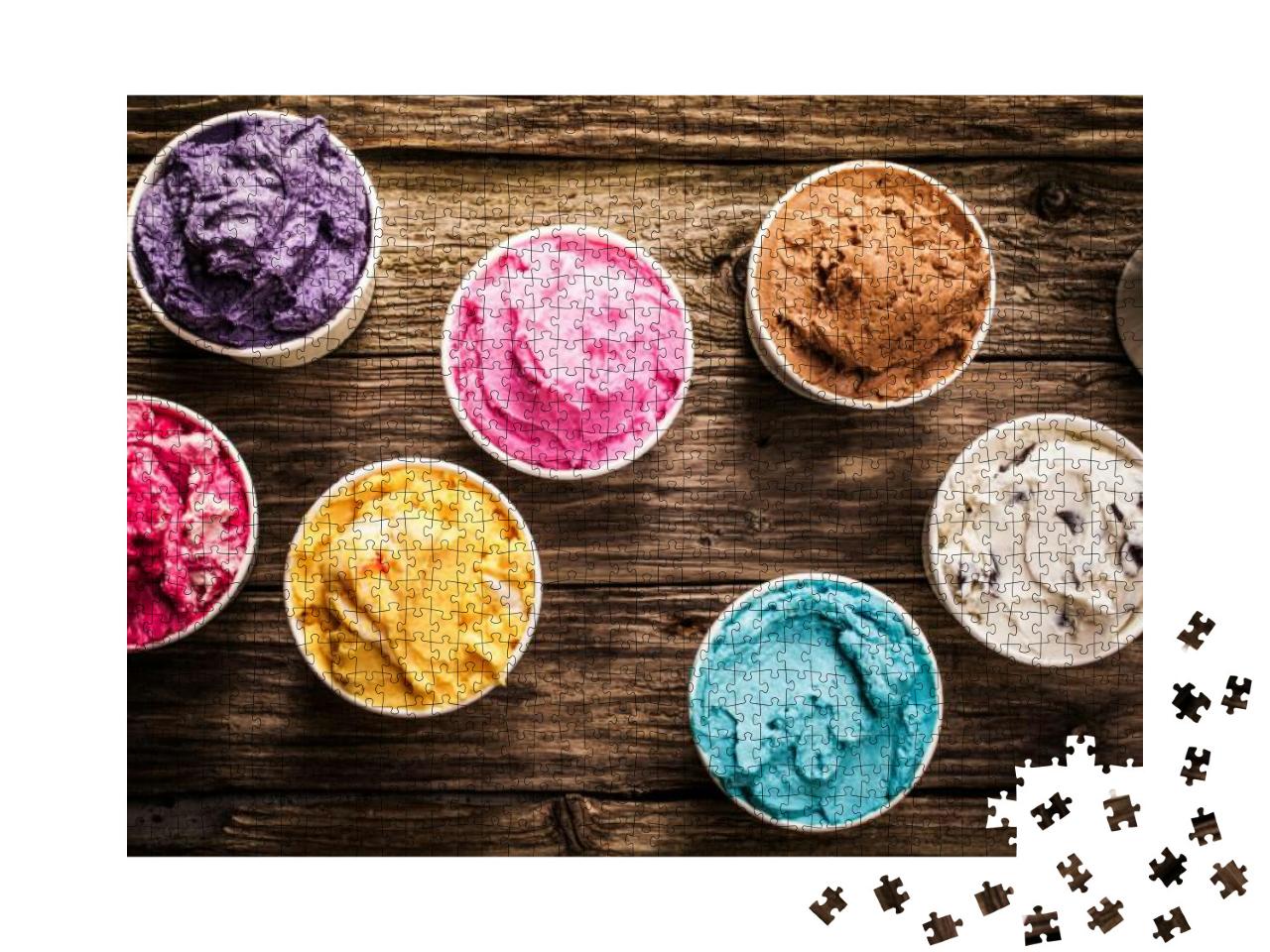 Selection of Gourmet Flavors of Italian Ice Cream in Vibr... Jigsaw Puzzle with 1000 pieces