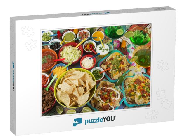 Mexican Food Nacho Buffet Photo Collage Jigsaw Puzzle