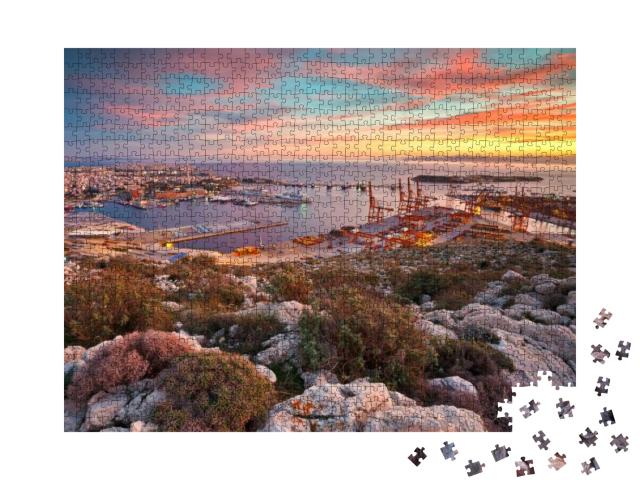 View of Piraeus Harbor in Athens from the Foothills of Ae... Jigsaw Puzzle with 1000 pieces