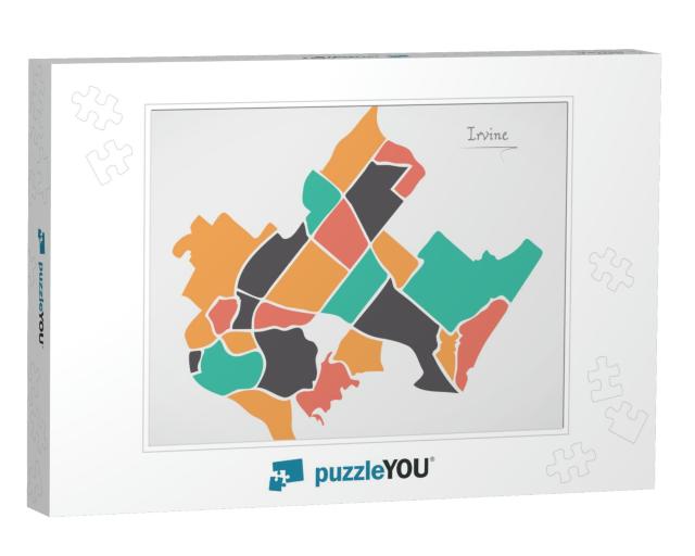 Irvine California Map with Neighborhoods & Modern Round S... Jigsaw Puzzle