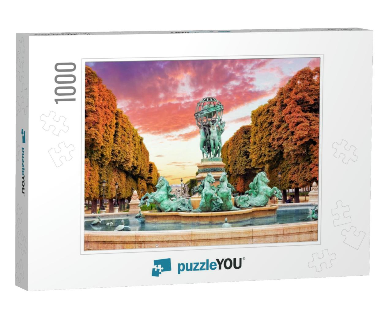 Luxembourg Garden in Paris, Fontaine De Observatoir. Pari... Jigsaw Puzzle with 1000 pieces