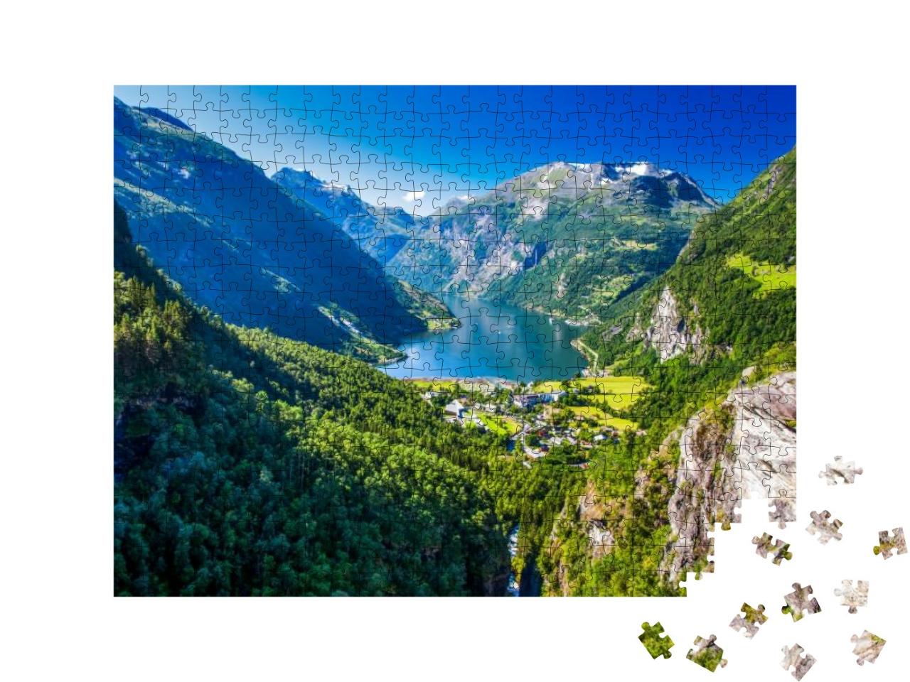 View of Geirangerfjord in Norway, Europe... Jigsaw Puzzle with 500 pieces