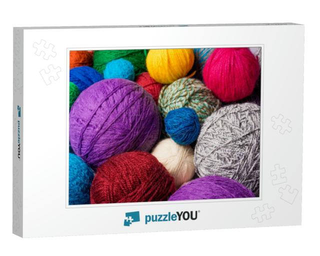 Wool Yarn Ball. Colorful Threads for Needlework. Colorful... Jigsaw Puzzle
