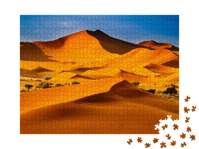 Contrasting Dune in the Afternoon Sun. Namibia Desert, Na... Jigsaw Puzzle with 1000 pieces