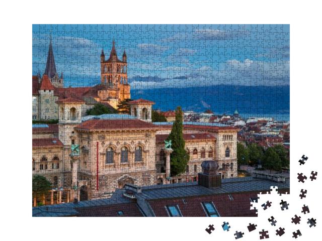 City of Lausanne. Cityscape Image of Downtown Lausanne, S... Jigsaw Puzzle with 1000 pieces