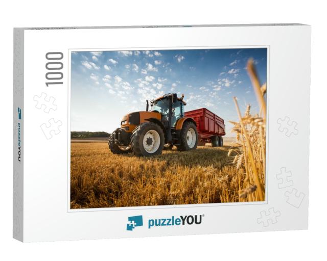 A Tractor During the Harvest... Jigsaw Puzzle with 1000 pieces