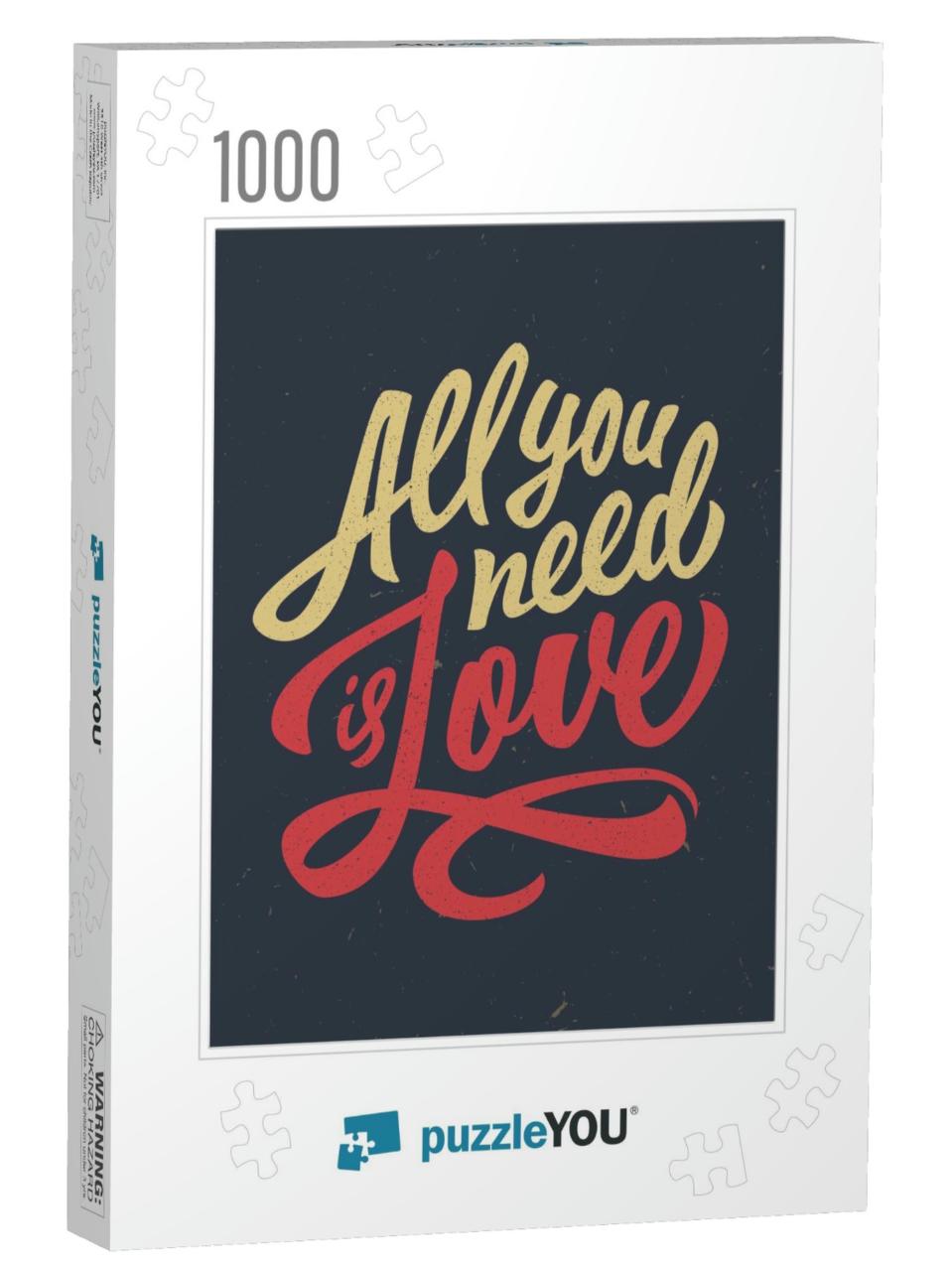 Vintage All You Need is Love Hand Written Lettering Appar... Jigsaw Puzzle with 1000 pieces