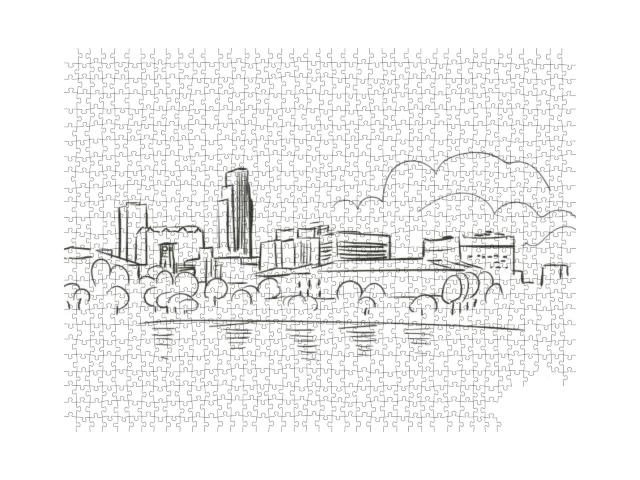 Omaha Nebraska USA America Vector Sketch City Illustration... Jigsaw Puzzle with 1000 pieces