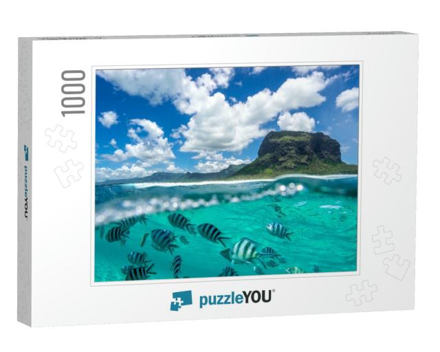 Image of a Beautiful Mountain & Clouds from the Ocean. O... Jigsaw Puzzle with 1000 pieces