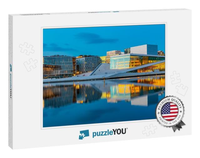 Night View of Opera House in Oslo, Norway... Jigsaw Puzzle
