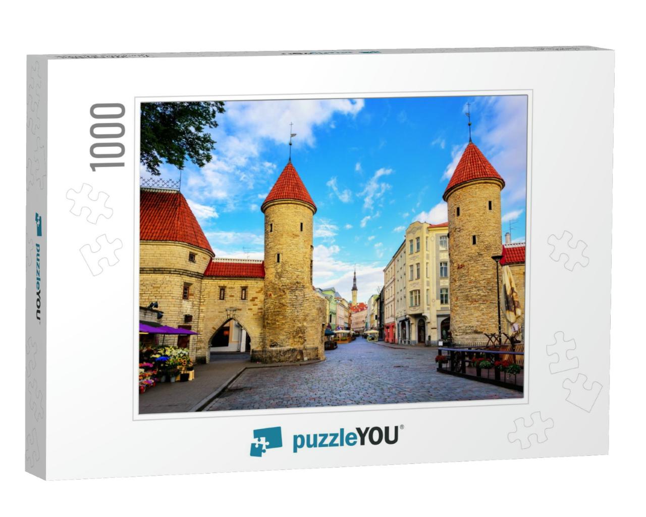 Twin Towers of Viru Gate in the Old Town of Tallinn, Esto... Jigsaw Puzzle with 1000 pieces
