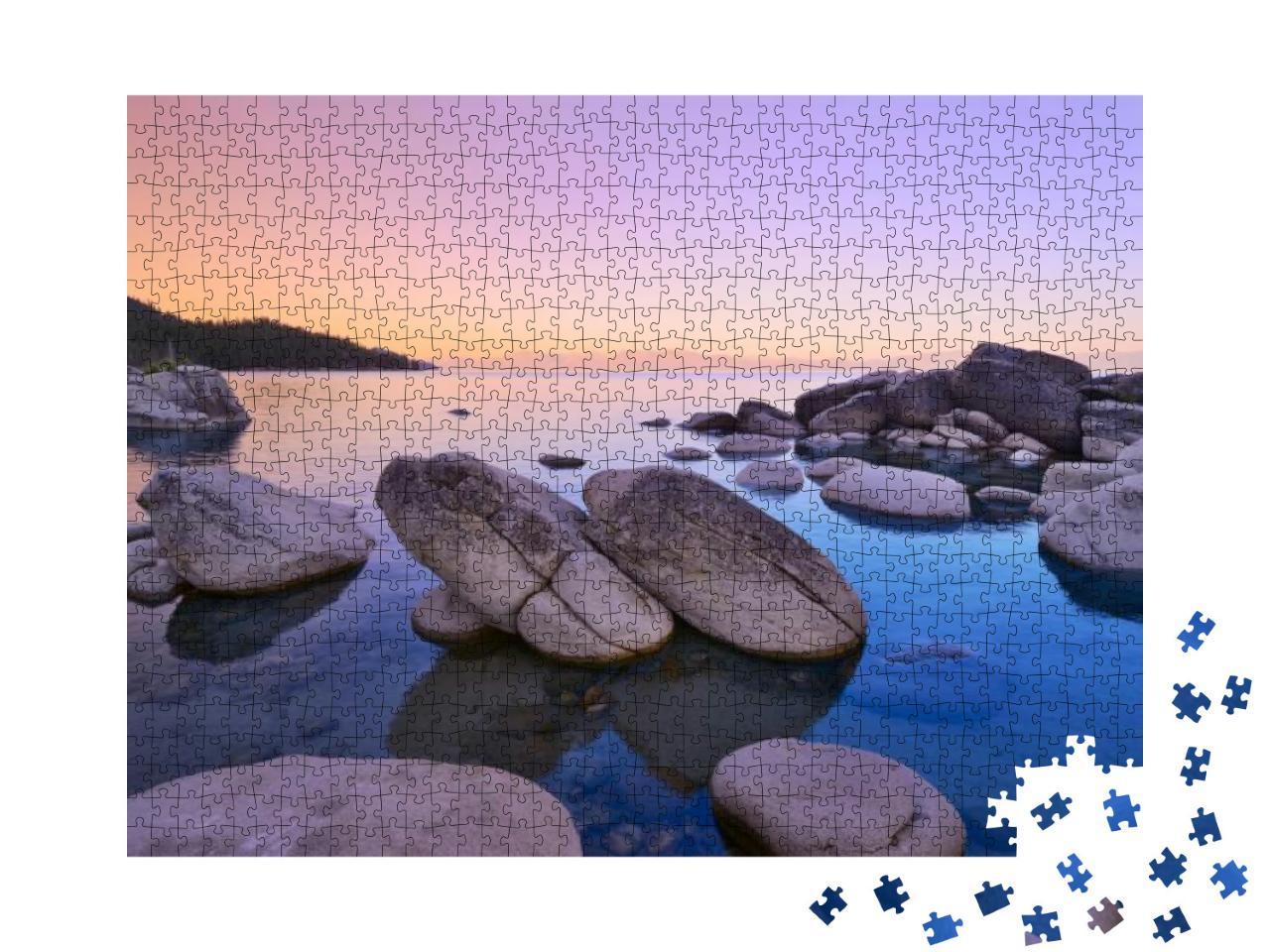 Bonsai Rock At Lake Tahoe, Dawn July 4th, 2012... Jigsaw Puzzle with 1000 pieces