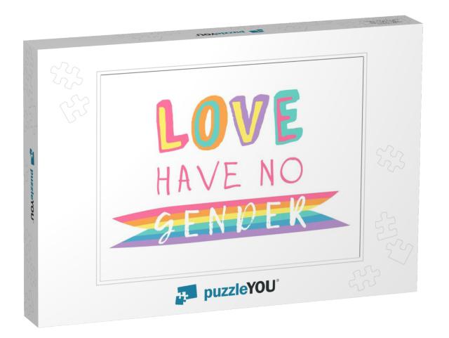 Flat Illustration Rainbow & Text. Cartoon Pride... Jigsaw Puzzle