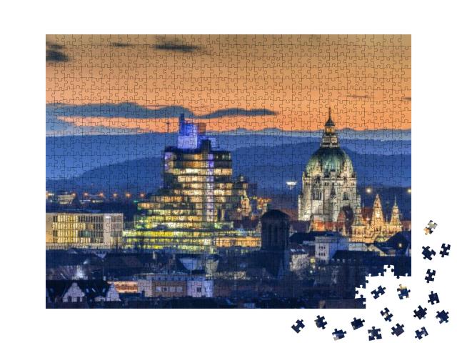 Aerial View of Hannover At Evening. Lower Saxony... Jigsaw Puzzle with 1000 pieces