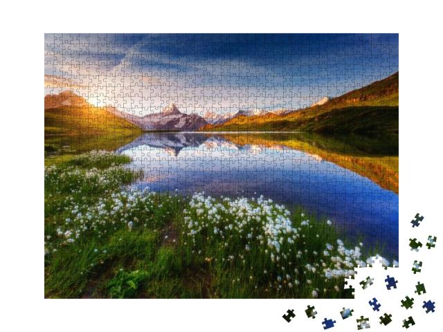 Great View of Mt. Schreckhorn & Wetterhorn Above Bachalps... Jigsaw Puzzle with 1000 pieces