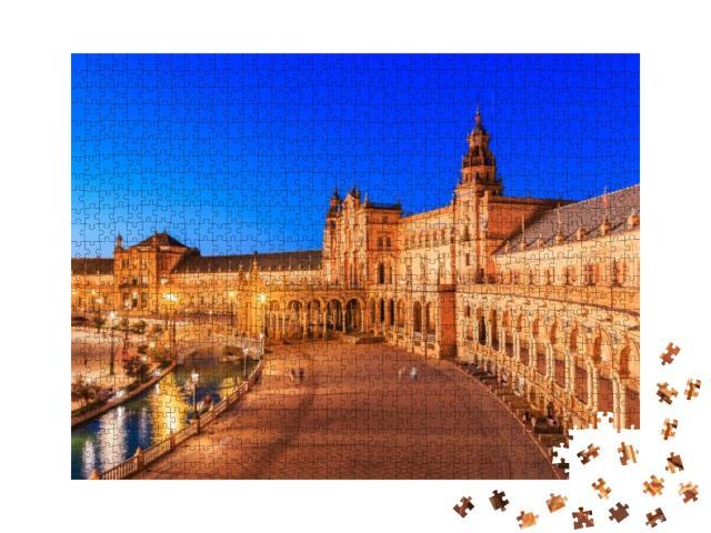 Seville, Spain. Spanish Square Plaza De Espana... Jigsaw Puzzle with 1000 pieces