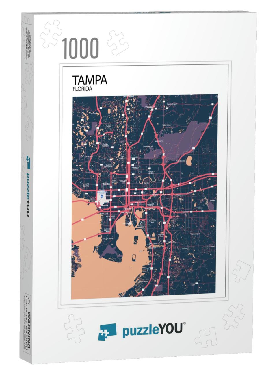 Poster Tampa - Florida Map. Road Map. Illustration of Tam... Jigsaw Puzzle with 1000 pieces