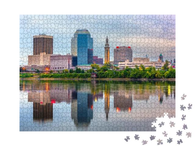 Springfield, Massachusetts, USA Downtown Skyline At Dusk... Jigsaw Puzzle with 1000 pieces