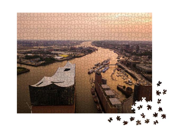 Aerial View of the Elbe River & the Opera House in Hambur... Jigsaw Puzzle with 1000 pieces