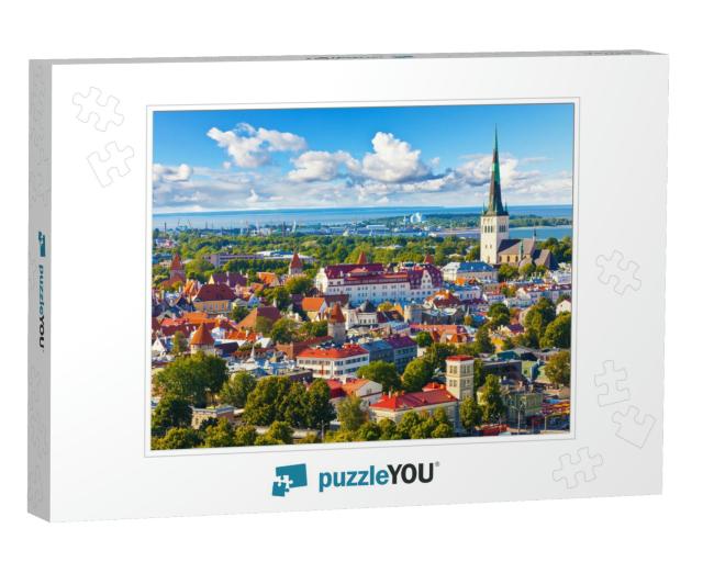 Scenic Summer Aerial Panorama of the Old Town in Tallinn... Jigsaw Puzzle