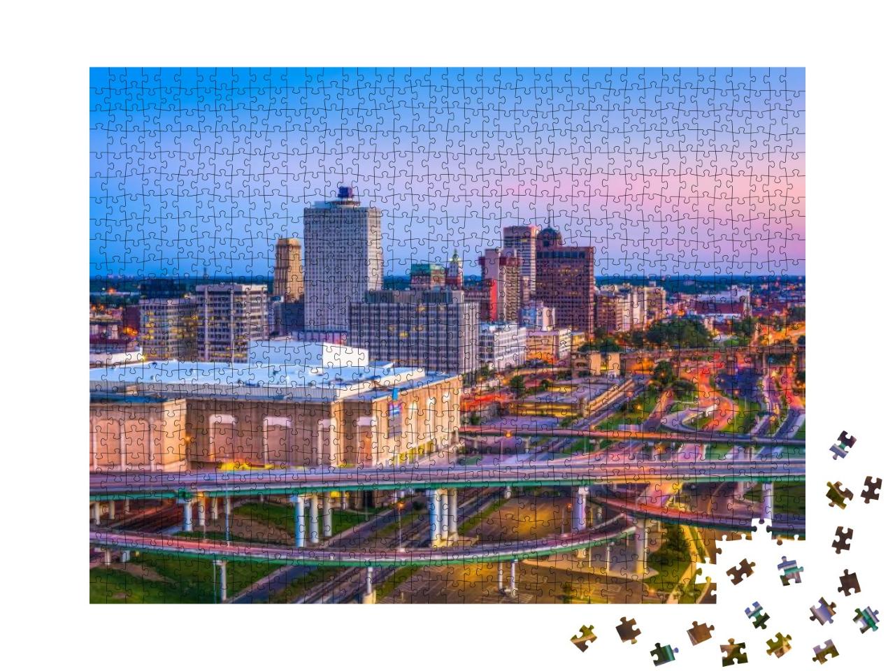 Memphis, Tennessee, USA Downtown Skyline At Dusk... Jigsaw Puzzle with 1000 pieces
