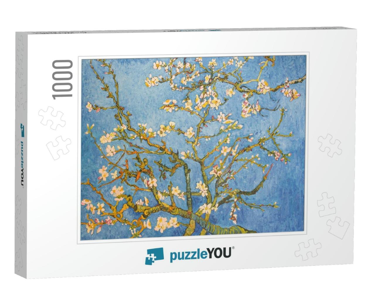Blossoming Almond Tree. Beautiful Oil Painting on Canvas... Jigsaw Puzzle with 1000 pieces