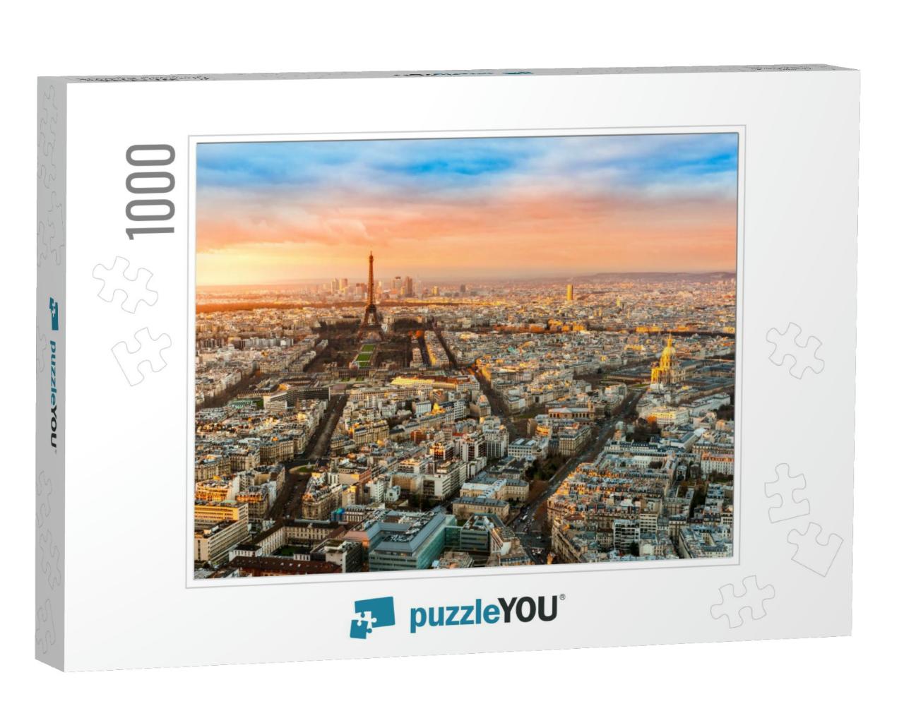 Wide Angle View of Paris At Twilight. France... Jigsaw Puzzle with 1000 pieces