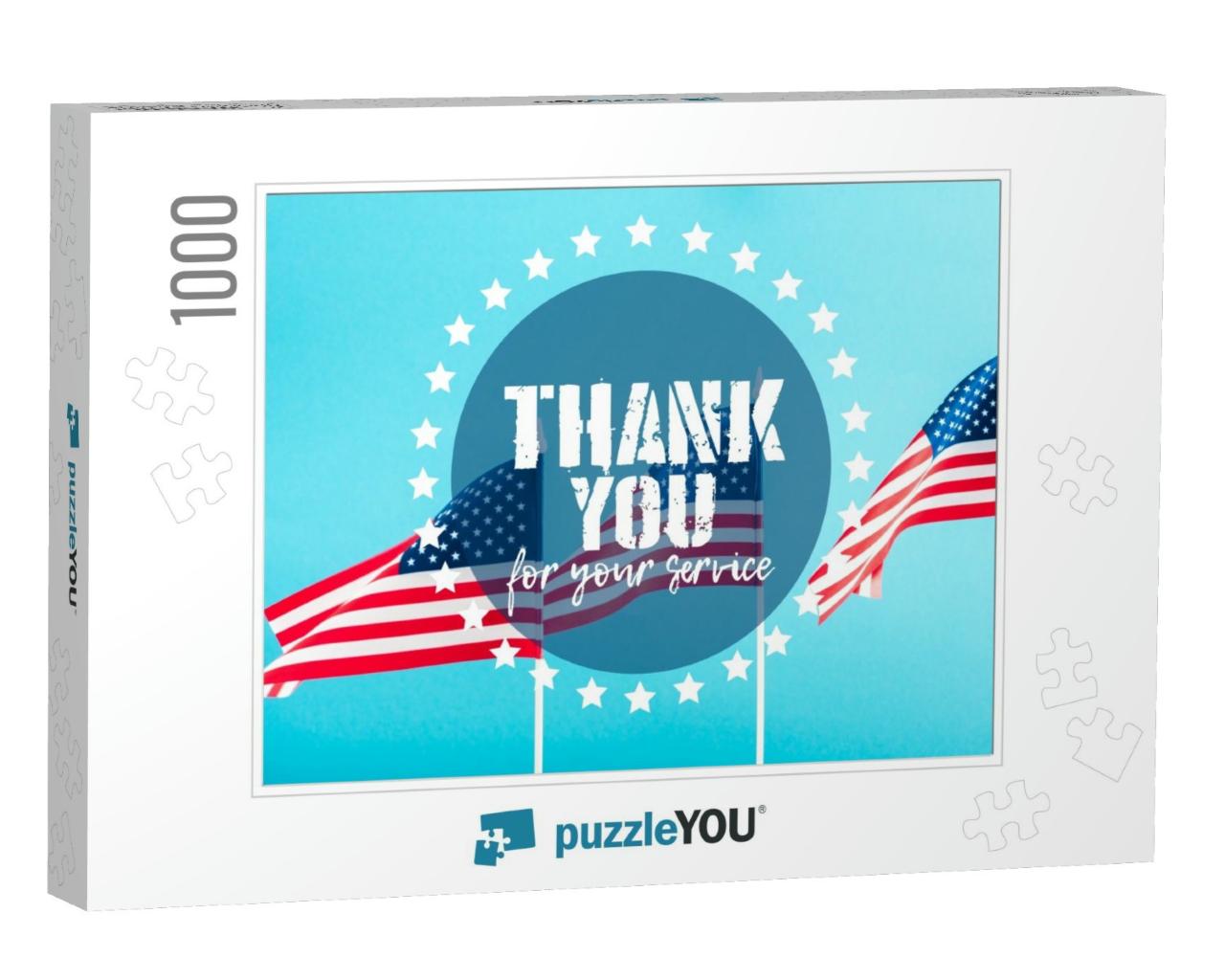 American Flags with Thank You for Your Service Let... Jigsaw Puzzle with 1000 pieces