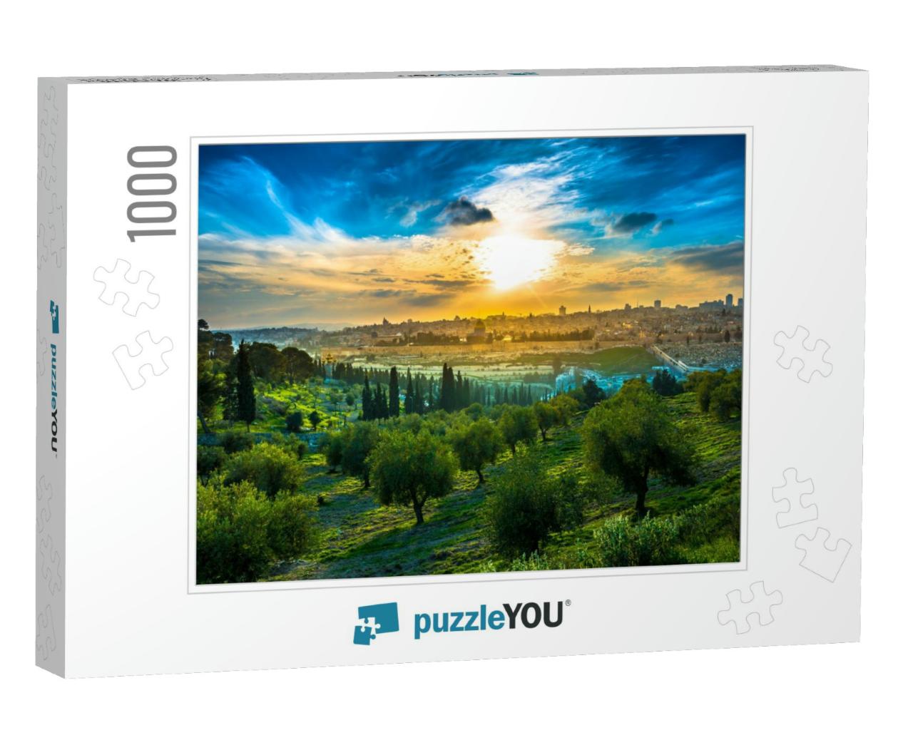 Beautiful Sunset Clouds Over the Old City Jerusalem with... Jigsaw Puzzle with 1000 pieces