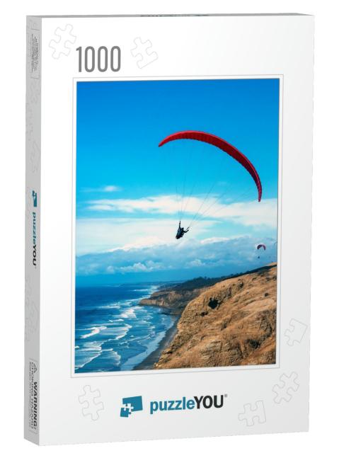 A Paraglider Soaring Over the Pacific Ocean in Torrey Pin... Jigsaw Puzzle with 1000 pieces
