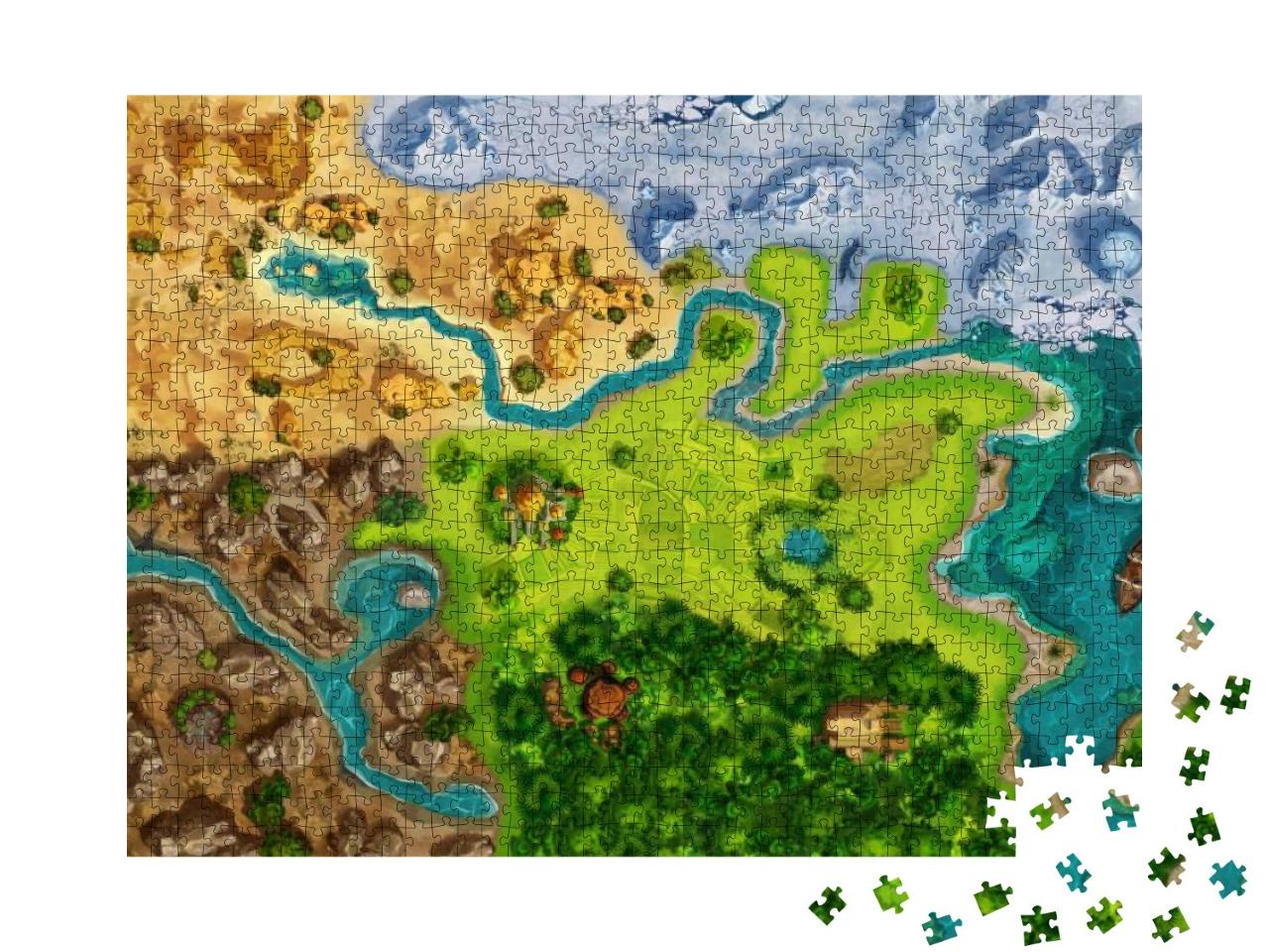 Game Map, Game Board, Top View. Medieval Style. Video Gam... Jigsaw Puzzle with 1000 pieces