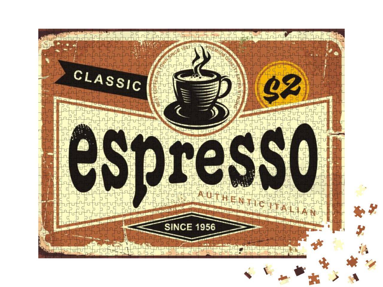 Authentic Italian Espresso Vintage Tin Sign Advertise. Co... Jigsaw Puzzle with 1000 pieces
