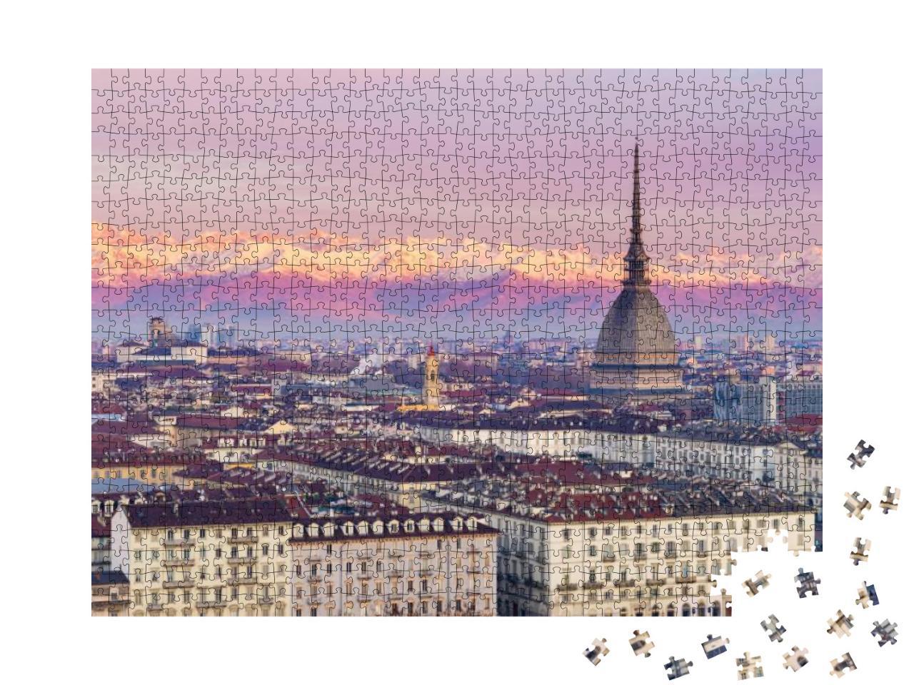 Italia Torino Skyline Turin, Italy, Cityscape At Sunrise... Jigsaw Puzzle with 1000 pieces