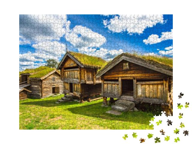 Old Traditional Norwegian Houses. Geilo, Norway... Jigsaw Puzzle with 1000 pieces
