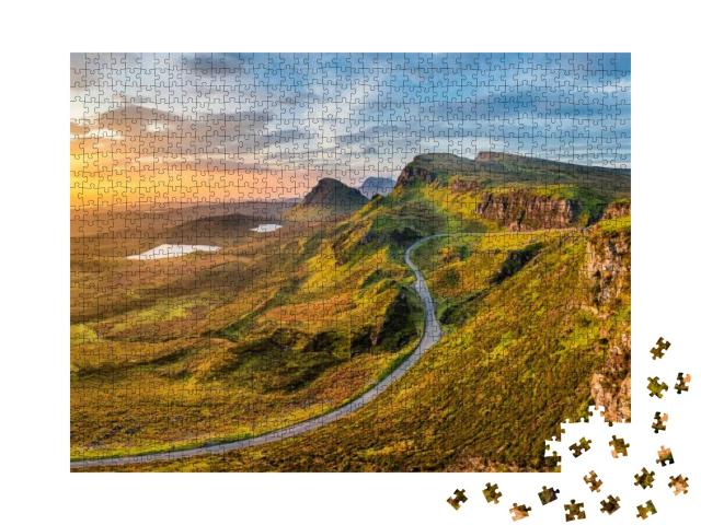 Long Winding Road At Quiraing on the Isle of Skye with a... Jigsaw Puzzle with 1000 pieces
