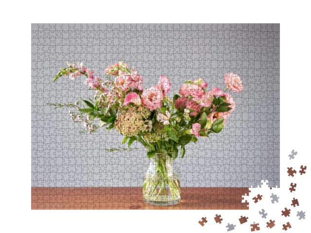 Bouquet 001. Finished Flower Arrangement in a Vase for Ho... Jigsaw Puzzle with 1000 pieces