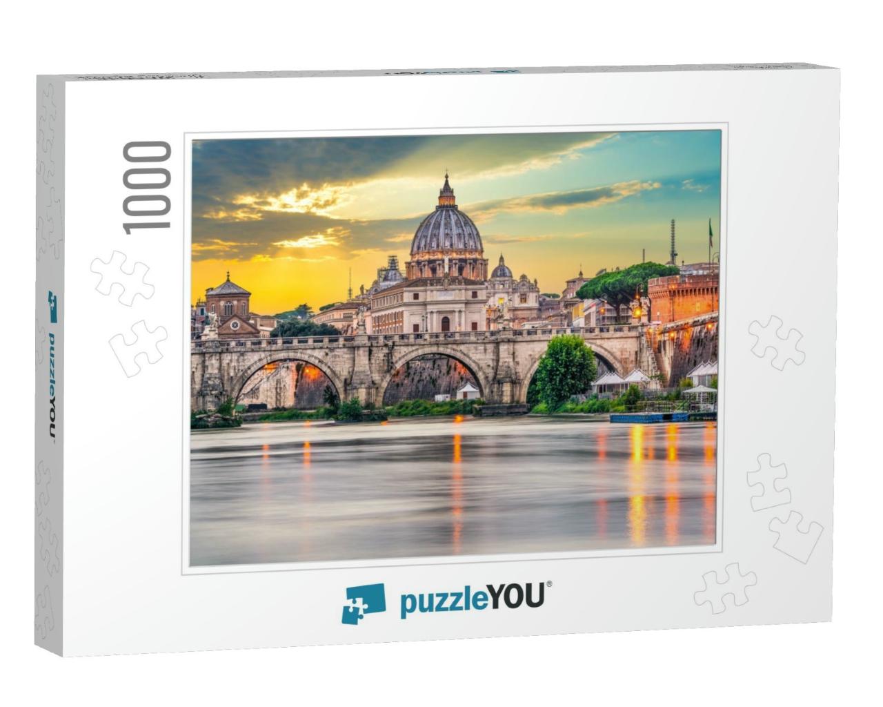 St. Peters Basilica & Ponte Vittorio Emanuele Ii Bridge i... Jigsaw Puzzle with 1000 pieces