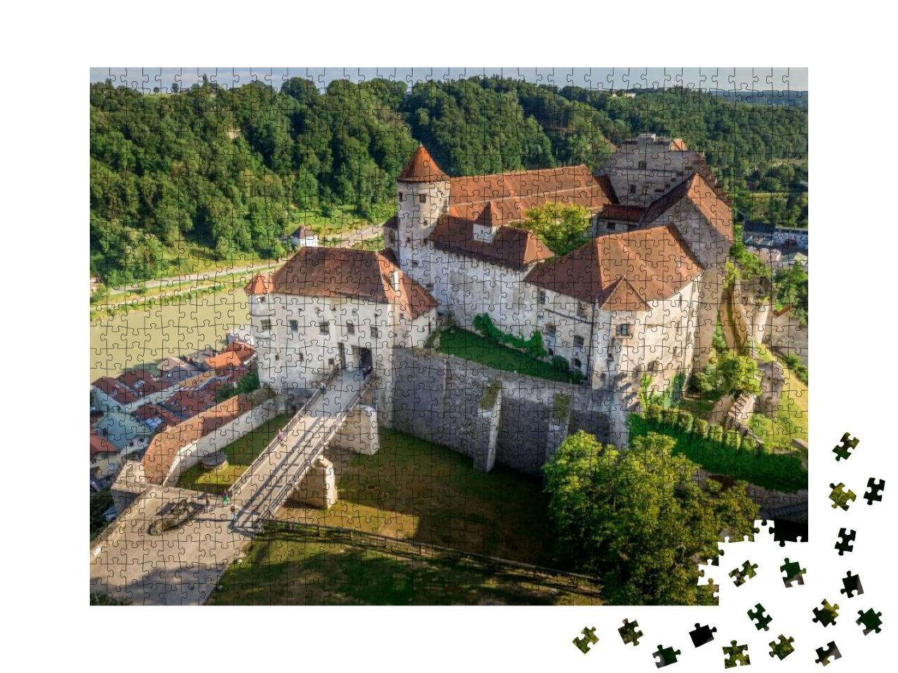 Aerial Panorama of Burghausen the Worlds Longest Castle A... Jigsaw Puzzle with 1000 pieces