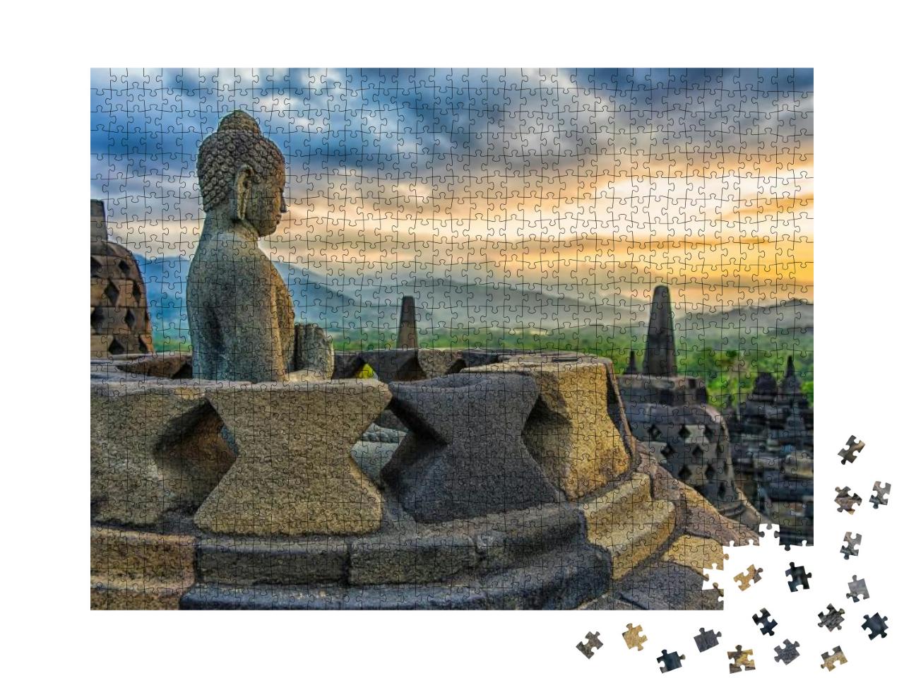 Borobudur Temple At Sunset Yogyakarta, Java, Indonesia... Jigsaw Puzzle with 1000 pieces