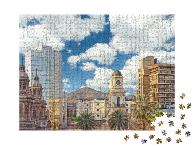 Santiago De Chile Downtown, Modern Skyscrapers Mixed with... Jigsaw Puzzle with 1000 pieces