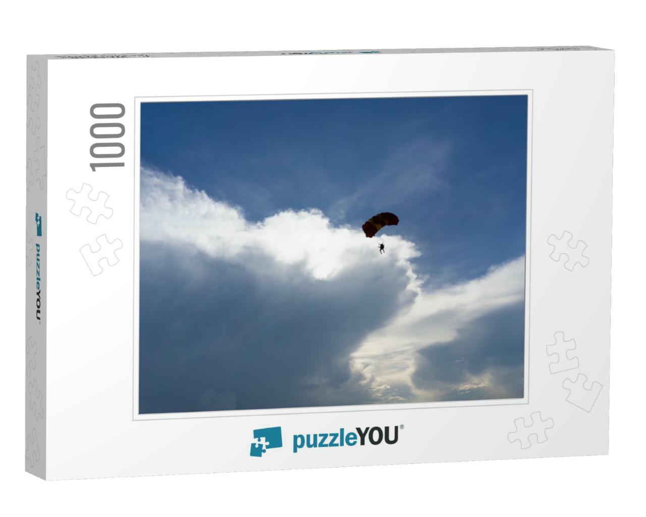 Beautiful Sky & Clouds with the Silhouette of a Skydiver... Jigsaw Puzzle with 1000 pieces