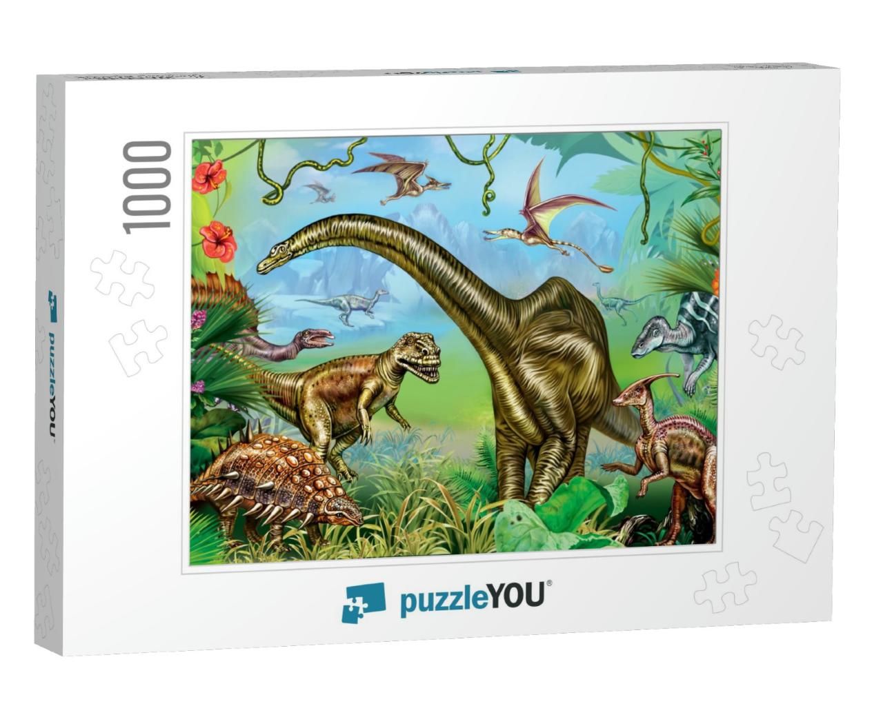 The Ancient World of Dinosaurs, Giant Dinosaurs of the Me... Jigsaw Puzzle with 1000 pieces