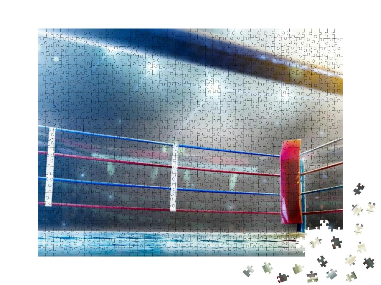 International Professional Boxing Ring in Bright Lights 3... Jigsaw Puzzle with 1000 pieces