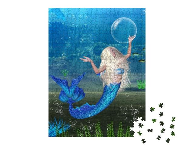 3D Digital Render of a Pretty Blonde Mermaid with Bubbles... Jigsaw Puzzle with 1000 pieces