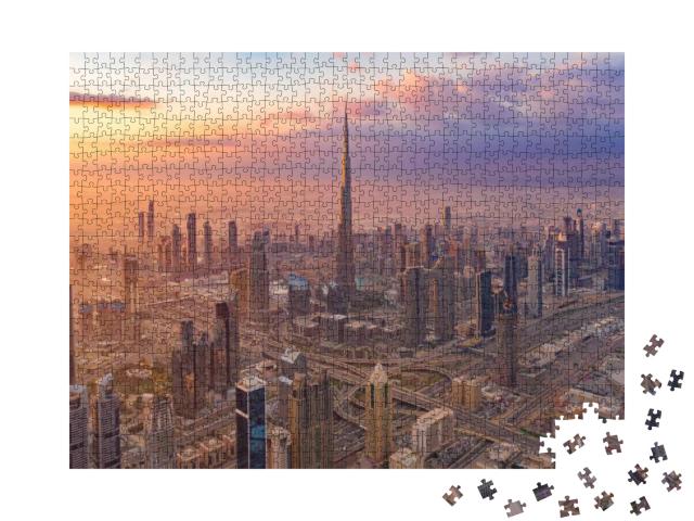 Aerial View of Burj Khalifa in Dubai Downtown Skyline & H... Jigsaw Puzzle with 1000 pieces