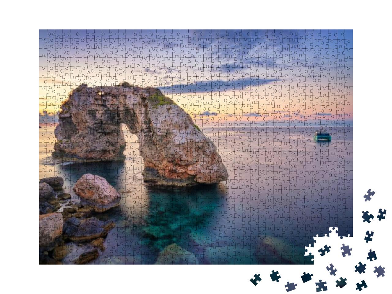 Es Pontas in Mallorca with Boat Anchored Nearby in the Me... Jigsaw Puzzle with 1000 pieces